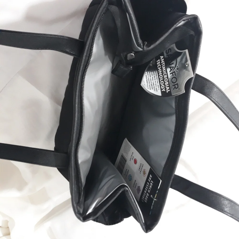 Fit + Fresh Lunch Black Tote Shoulder Bag with Sandwich Container  New with Tag